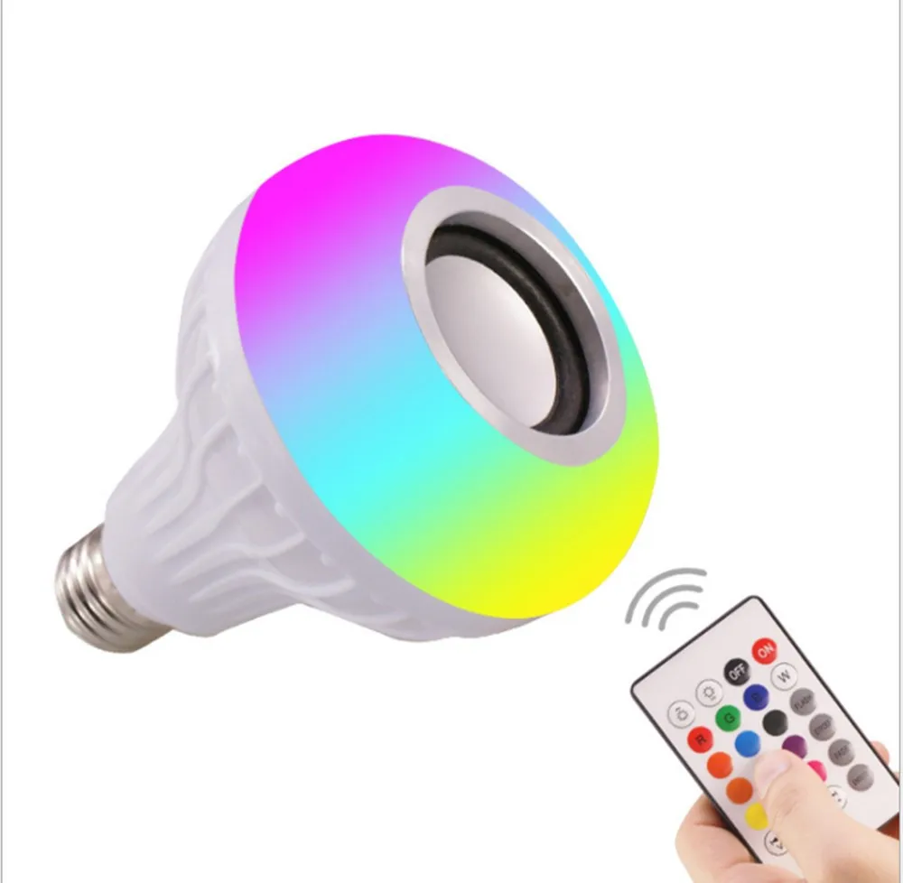 12W E27 Glasbe RGB Barvni Menjava Žarnice Bluetooth Zvočnik Multicolor Okrasne Žarnice z Daljinskim upravljalnikom za Stranke Domov Slike 1