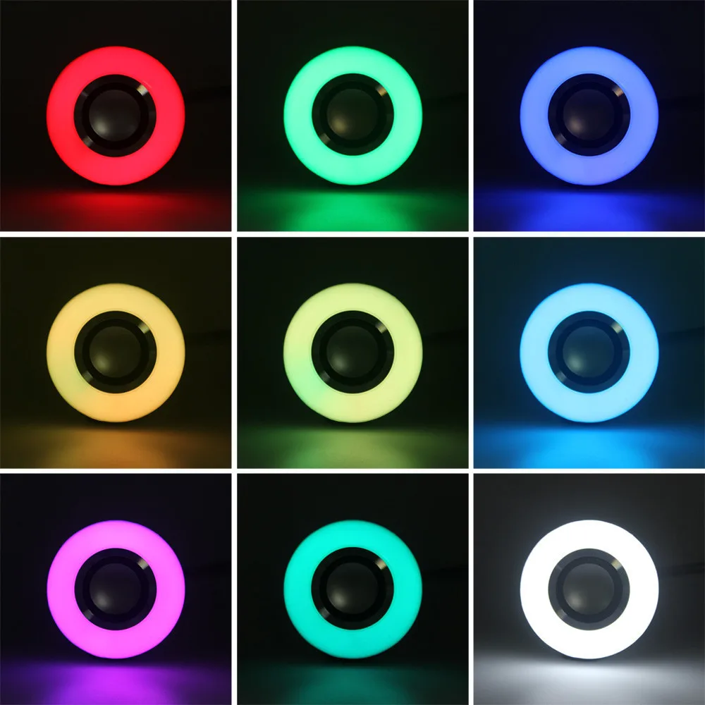 12W E27 Glasbe RGB Barvni Menjava Žarnice Bluetooth Zvočnik Multicolor Okrasne Žarnice z Daljinskim upravljalnikom za Stranke Domov Slike 5