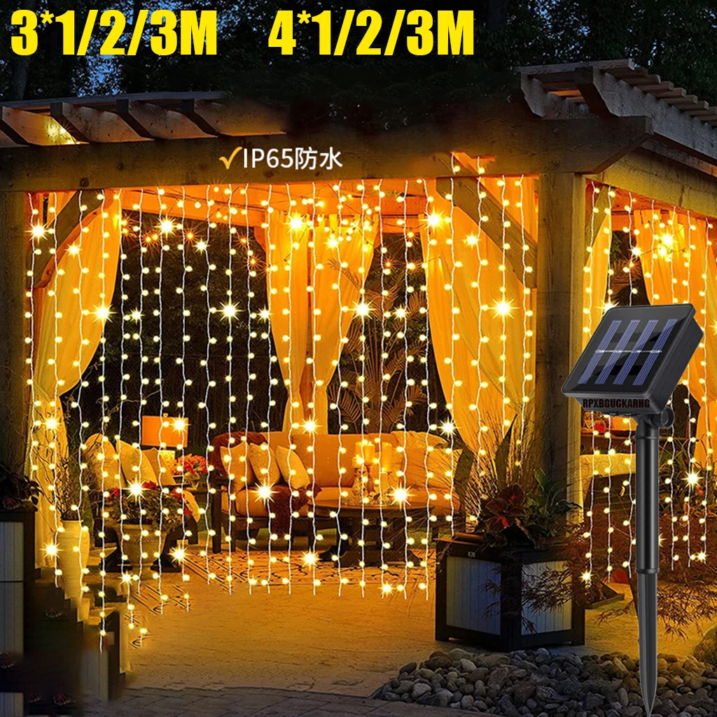 4M Sončne Zavese Luči LED Pravljice Niz Svetlobe, Božični Okraski, 2023 Street Party na Prostem Nepremočljiva 450 LED Luči Pravljice Slike 1