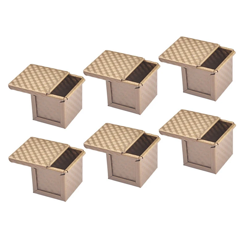 6X Kvadratnih Štruca Ponev S Pokrovom Toast Plesni Kruh Pan Pullman Štruca Ponev S pokrovom Non-Stick Mini Vodo Cube Toast Polje Slike 0