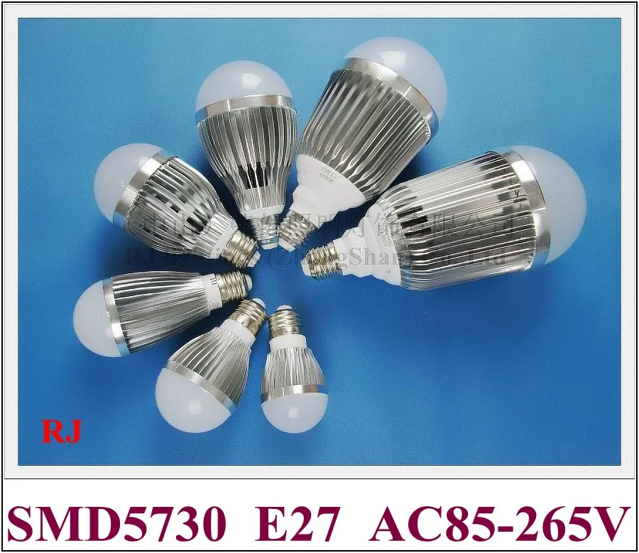 aluminij SMD5730 LED žarnice LED mehurček žogo žarnica svetu luč, svetilka 3W 5W 7W 9W 12W 15W 18W AC85-265V E27 visoke kakovosti, visoko, svetlo Slike 0