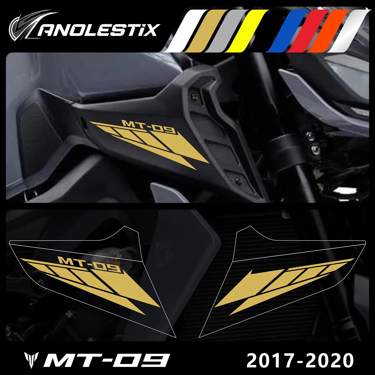 AnoleStix Reflektivni Motocikel Logotip Nastavite Emblem Nalepke Za YAMAHA MT09 MT-09 SP 2017 2018 2019 2020 Slike 0