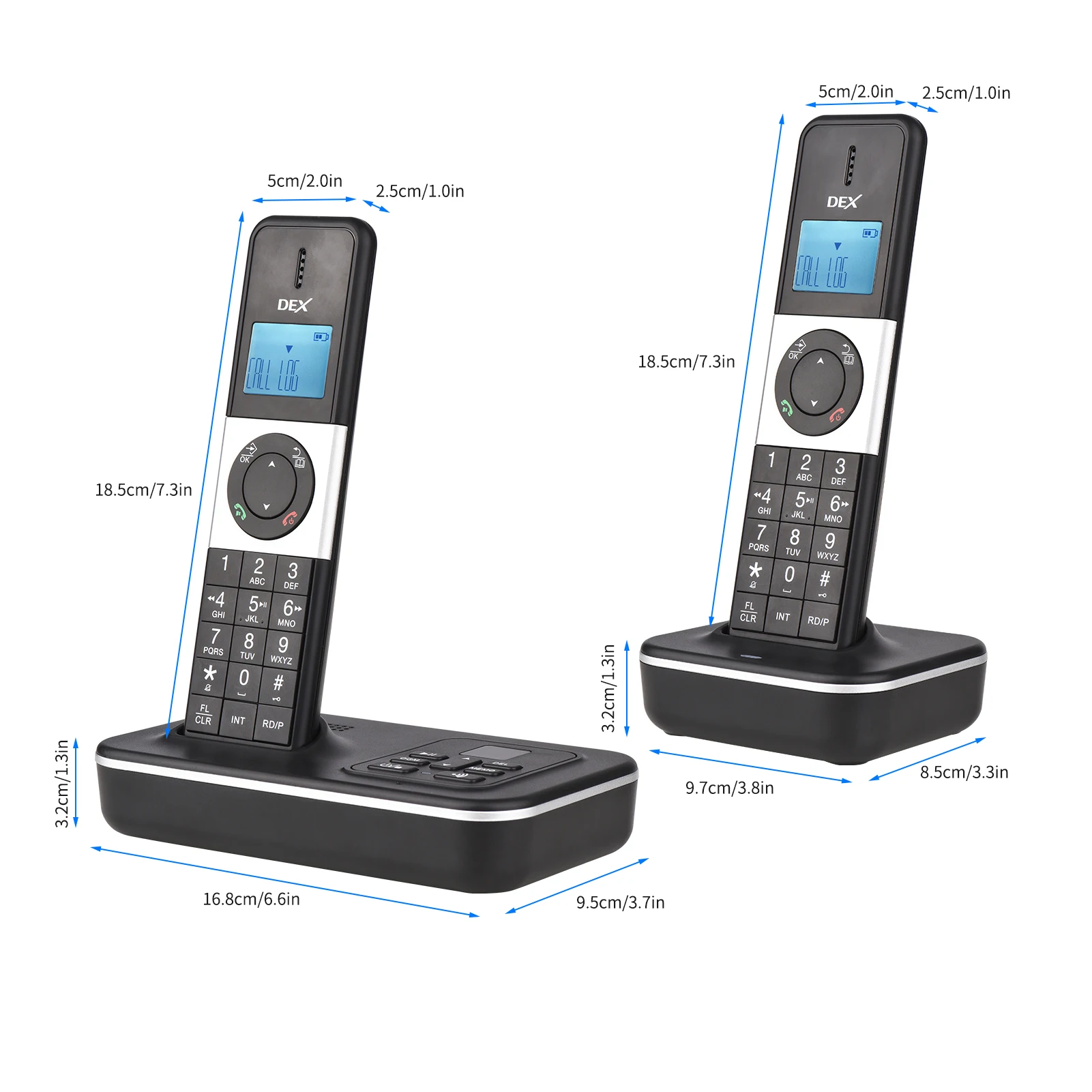 D1002 TAM-D 2-Telefon, Brezžični Telefon z odzivnikom ID Klicatelja/Čakajoči Klic 1.6 palčni LCD Podporo 16 Jezikih Slike 2