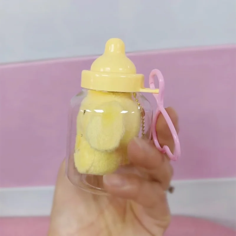 Hello Kitty Keychain Sanrio Baby Steklenice Polnjene Plišastih Živali Kawaii Anime Slika Kuromi Cinnamoroll Melodijo Kt Mačka Vrečko Igrače Darilo Slike 1