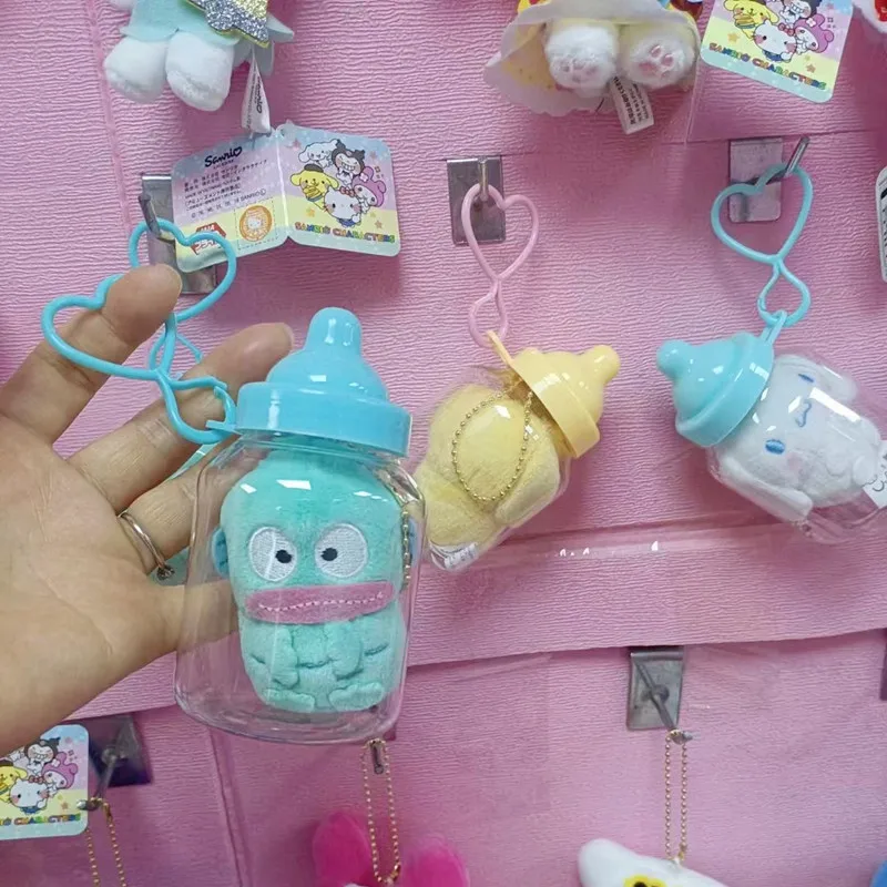 Hello Kitty Keychain Sanrio Baby Steklenice Polnjene Plišastih Živali Kawaii Anime Slika Kuromi Cinnamoroll Melodijo Kt Mačka Vrečko Igrače Darilo Slike 2