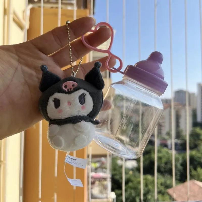 Hello Kitty Keychain Sanrio Baby Steklenice Polnjene Plišastih Živali Kawaii Anime Slika Kuromi Cinnamoroll Melodijo Kt Mačka Vrečko Igrače Darilo Slike 4