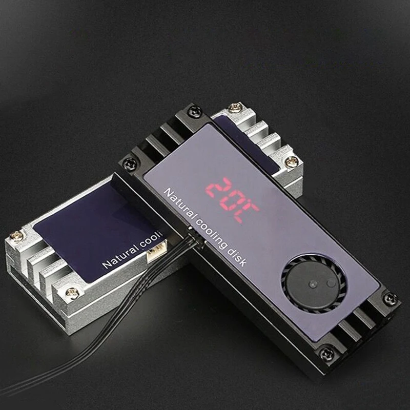 M2 SSD Heatsink Hladnejše Temperature OLED Digitalni Prikaz M. 2 2280 NVME SSD Solid State Trdi Disk Radiator Toploto Črna Slike 2
