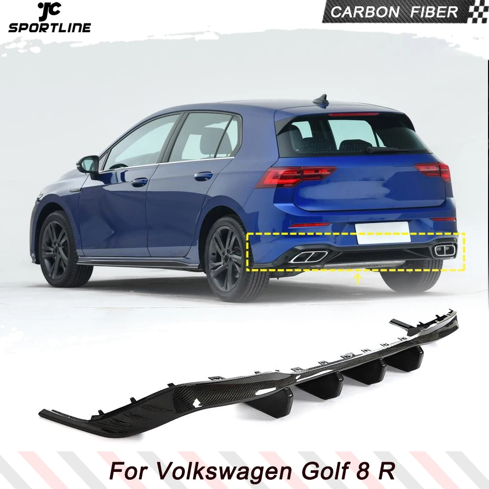 Ogljikovih Vlaken Zadnji Odbijač Difuzor Za Ustnice Za Volkswagen Golf 8 R 2021 2023 Odbijača Videz Nazaj Lopato Spojler Dekoracijo Slike 0