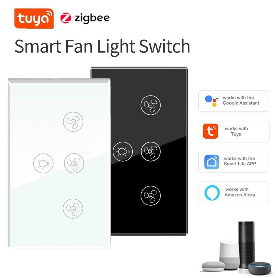 Tuya Zigbee Smart Fan Stikala za Luč APP Nadzor AC110V 220V za Alexa Google Pomočnik Slike 0