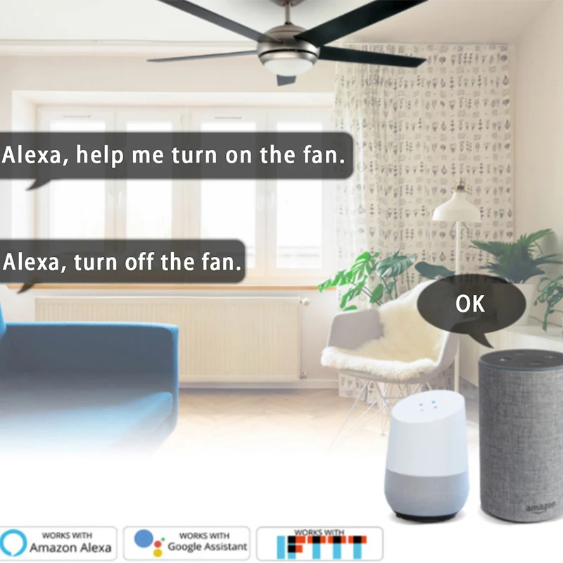 Tuya Zigbee Smart Fan Stikala za Luč APP Nadzor AC110V 220V za Alexa Google Pomočnik Slike 3